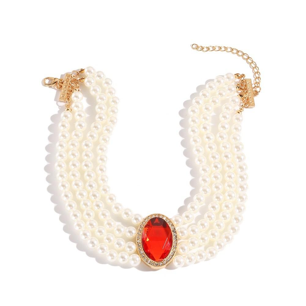 Многослойное элегантное дворцовое ожерелье с имитацией жемчуга и драгоценных камней, аксессуар на шею