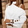 Women's Fashion Casual Spring Fall Solid Color Print Chain Long Sleeve Sexy Blouses & Shirts