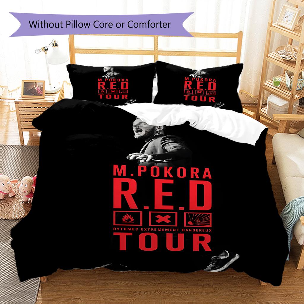 M Pokora Pattern Bedding,Quilt Set Quilt Cover Pillowcase Home Birthday Gift (1 * duvet cover + 2 * pillowcase, without core)