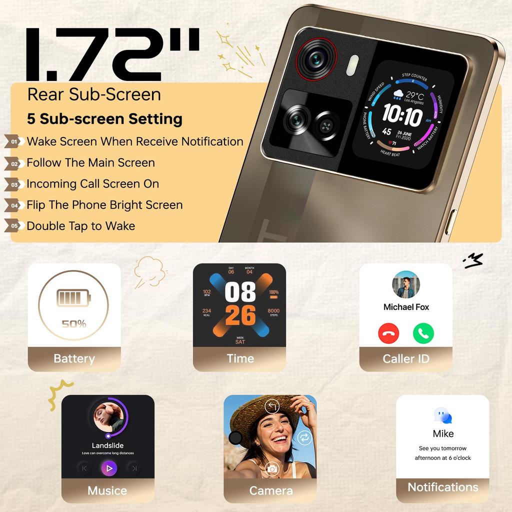 Смартфон CUBOT X100 5G Android 15, 6.88'' HD+ 120Hz, 16GB+256GB, MTK 7025, 64MP+16MP, 5100mAh/33W, 1.72" Задний дисплей, 5G Dual SIM/NFC/Двойные динамики