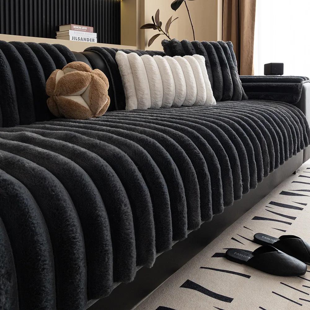 Теплый плюшевый чехол на диван, толстая и удобная подушка на сиденье, противоскользящее одеяло для дивана, устойчивое к царапинам от кошек