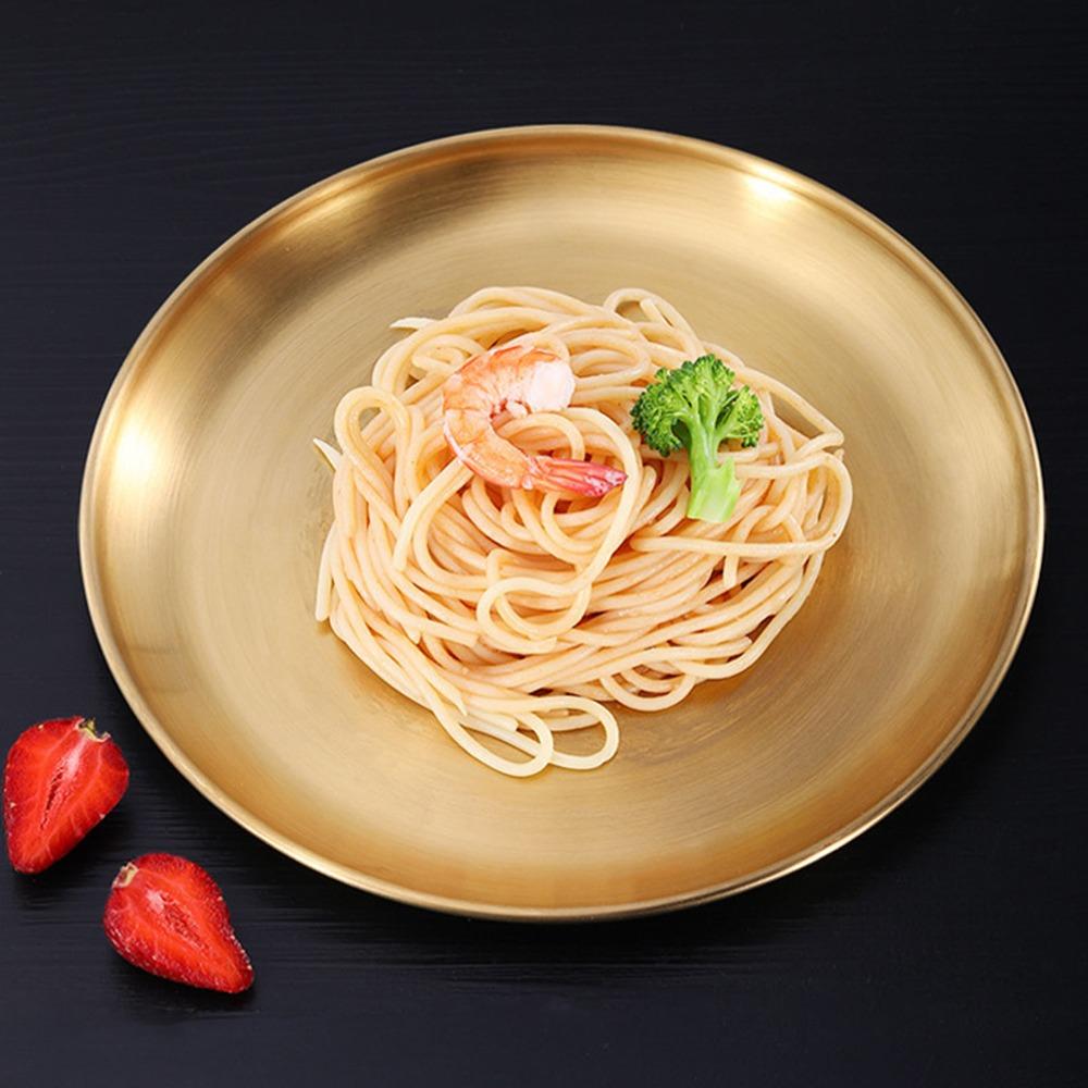 Rustless Steel Dinner Plate Thickened Serving Dish Stackable Steel Tray Meal Use