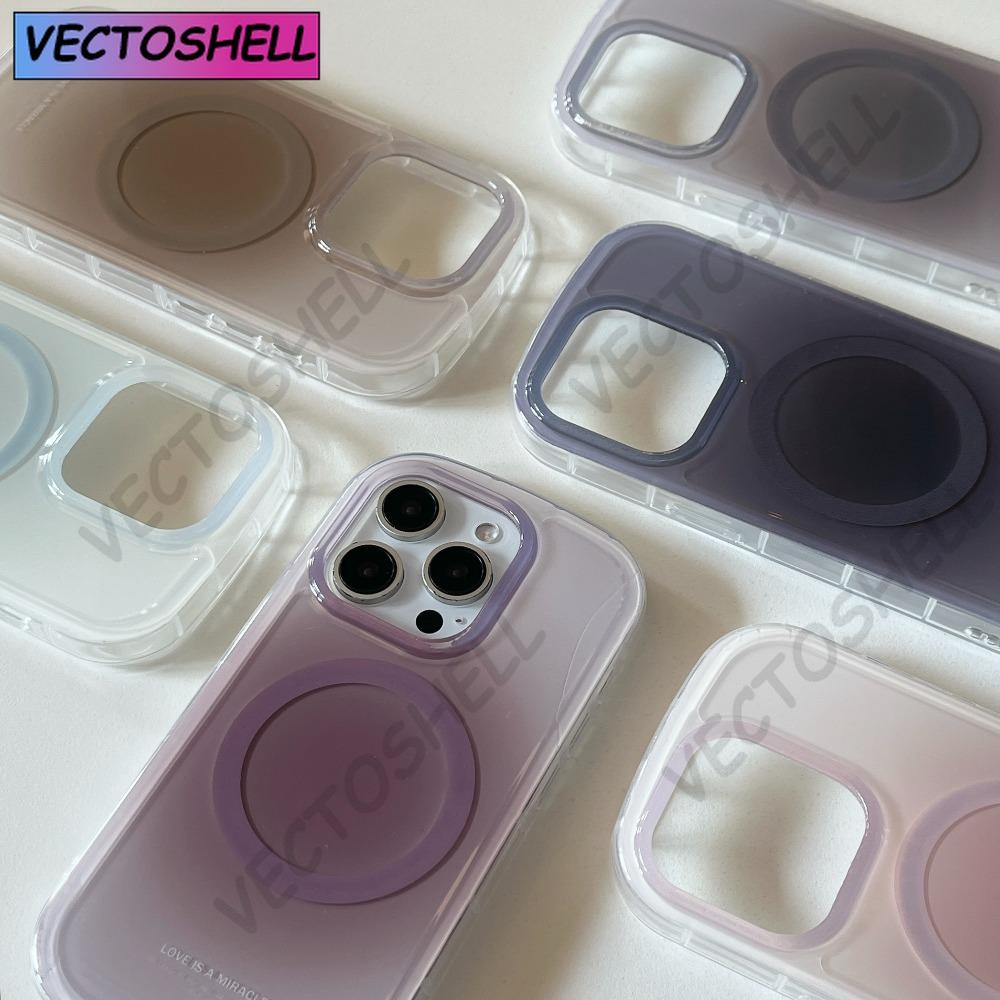 Новый корейский пастельный градиентный магнитный чехол для iPhone 11-16 Pro Max - Ударопрочный мягкий силикон, готов к беспроводной зарядке