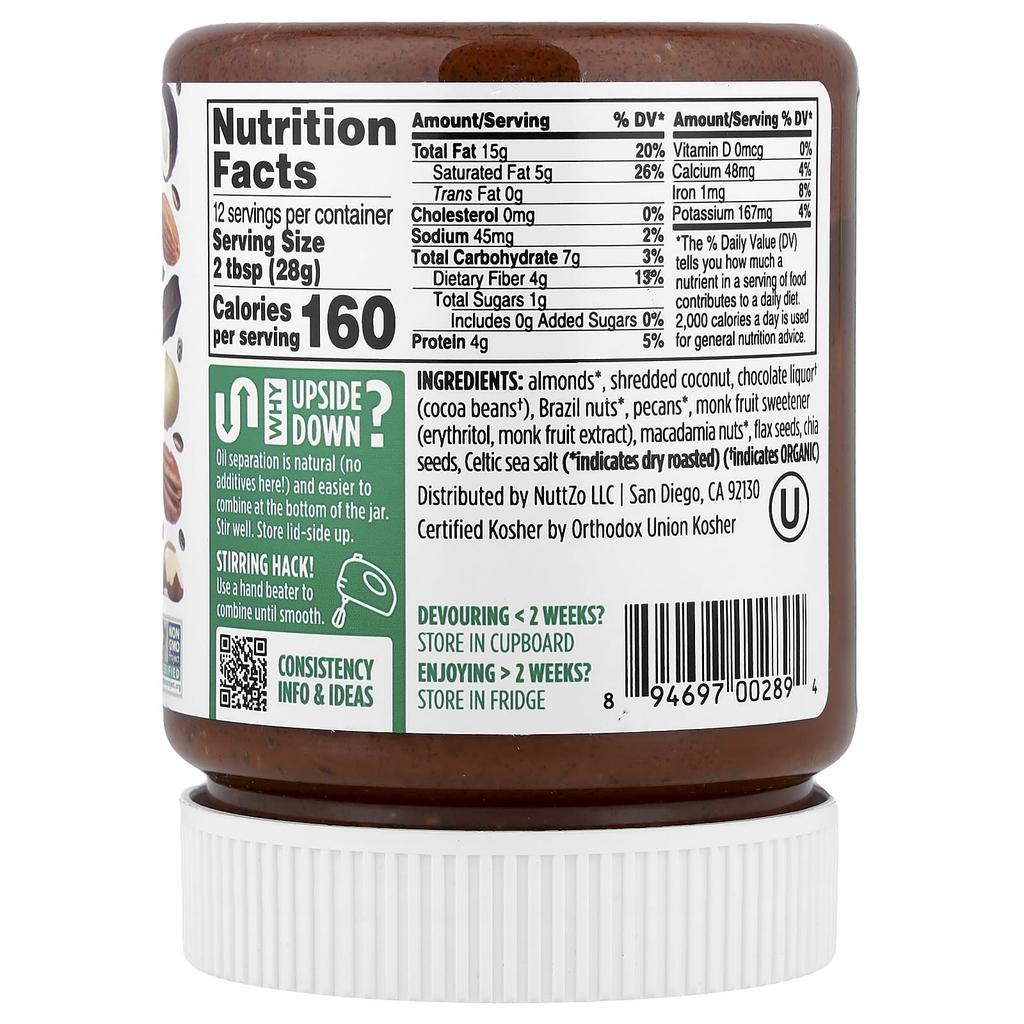 Nuttzo, 7 Nuts & Seed Butter, Chocolate Almond Coconut, 340g (12oz)