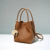 Style Textured Top Layer Cowhide Vegetable Basket Bag Simple And Versatile Mobile Phone Crossbody Bag Commuting Single Shoulder Bucket Bag