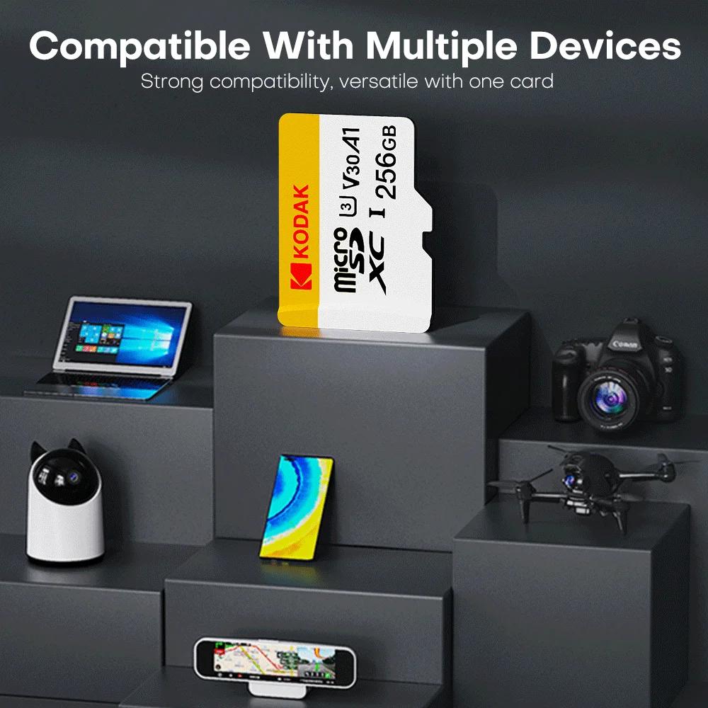 Kodak Мини SD-карта памяти 256 ГБ 128 ГБ 64 ГБ 32 ГБ U3 V30 4K Full HD Micro TF карта памяти Flash для телефона/компьютера/камеры