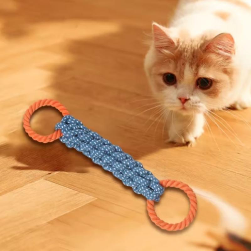 Плетёная вручную игрушка-жевалка для домашних собак с двойным плетением, для стачивания зубов, чистки зубов, интерактивная игра с перетягиванием каната, подходит для всех пород собак