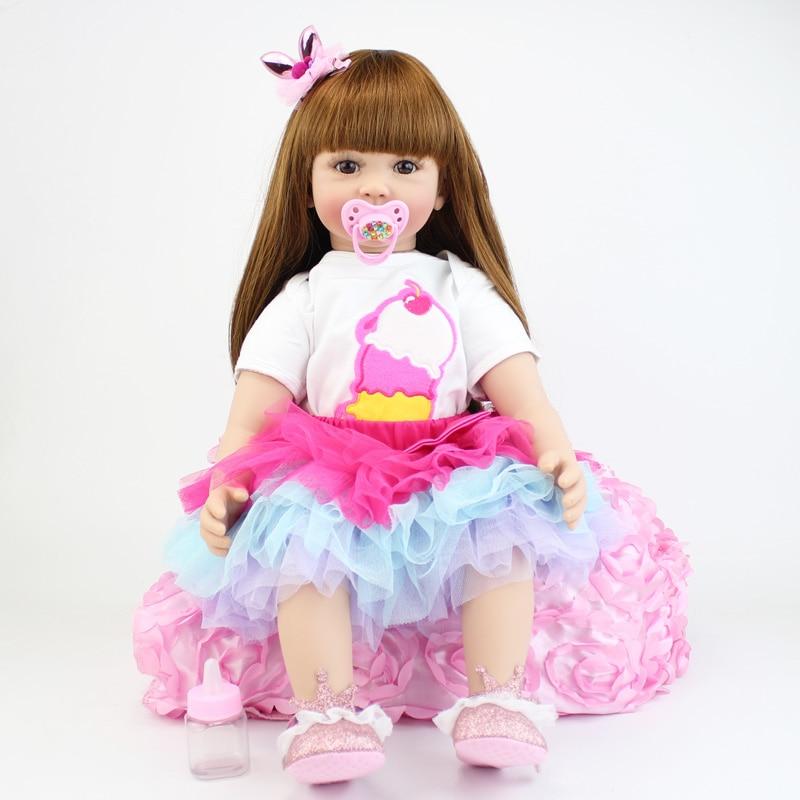 BZDOLL 60 см силиконовая кукла Bebe Reborn игрушки для девочек мягкий силиконовый винил принцесса для малышей живые дети прекрасный подарок на день рождения