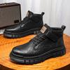 Fashion Mens Casual Leather Boots Fashionable British Style Versatile Comfortable Soft Leather Men High Top Men Outdoor Work Shoes