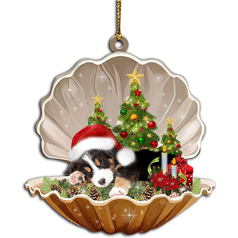 Dog Sleeping In Clam-shell Puppy Pendant Flat Animal Model Ornament Acrylic
