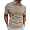 Summer Men's Polo Shirt Solid Short Sleeve Polo Neck T-shirt Casual Vertical Jacquard Men Top