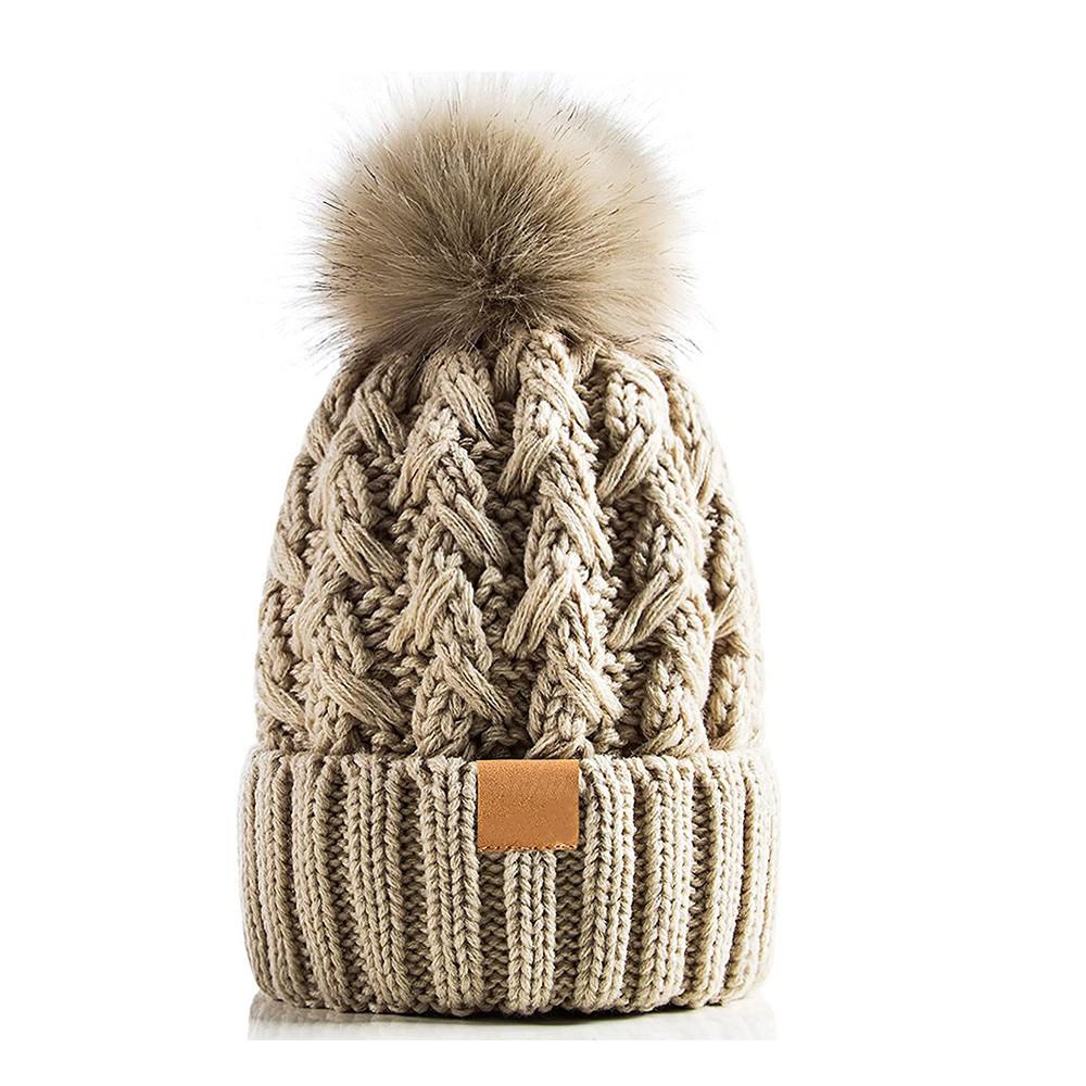 New autumn and winter big hairball plush thickened wool hat crossed coarse hemp woven pom-pom soft warm hat