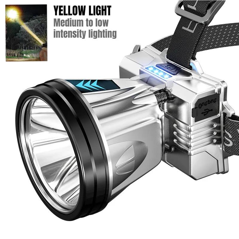 Супер яркий светодиодный фонарь высокой мощности с высокой яркостью, перезаряжаемый через USB, аварийный фонарь для кемпинга и рыбалки