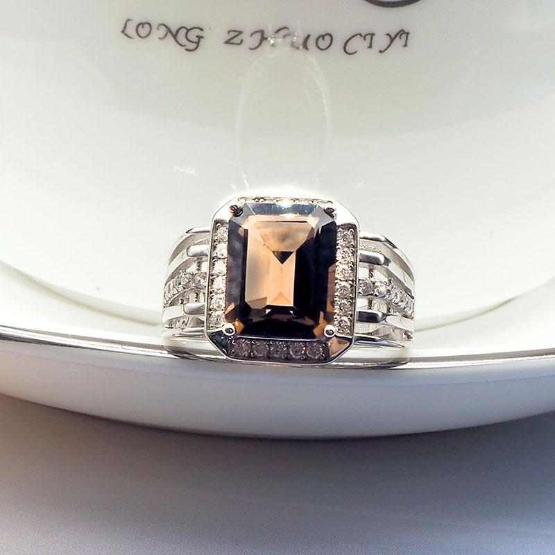 Мужское кольцо из серебра S925 с тесаным кристаллом - роскошное, универсальное, кольцо с драгоценными камнями на удачу, модный аксессуар.