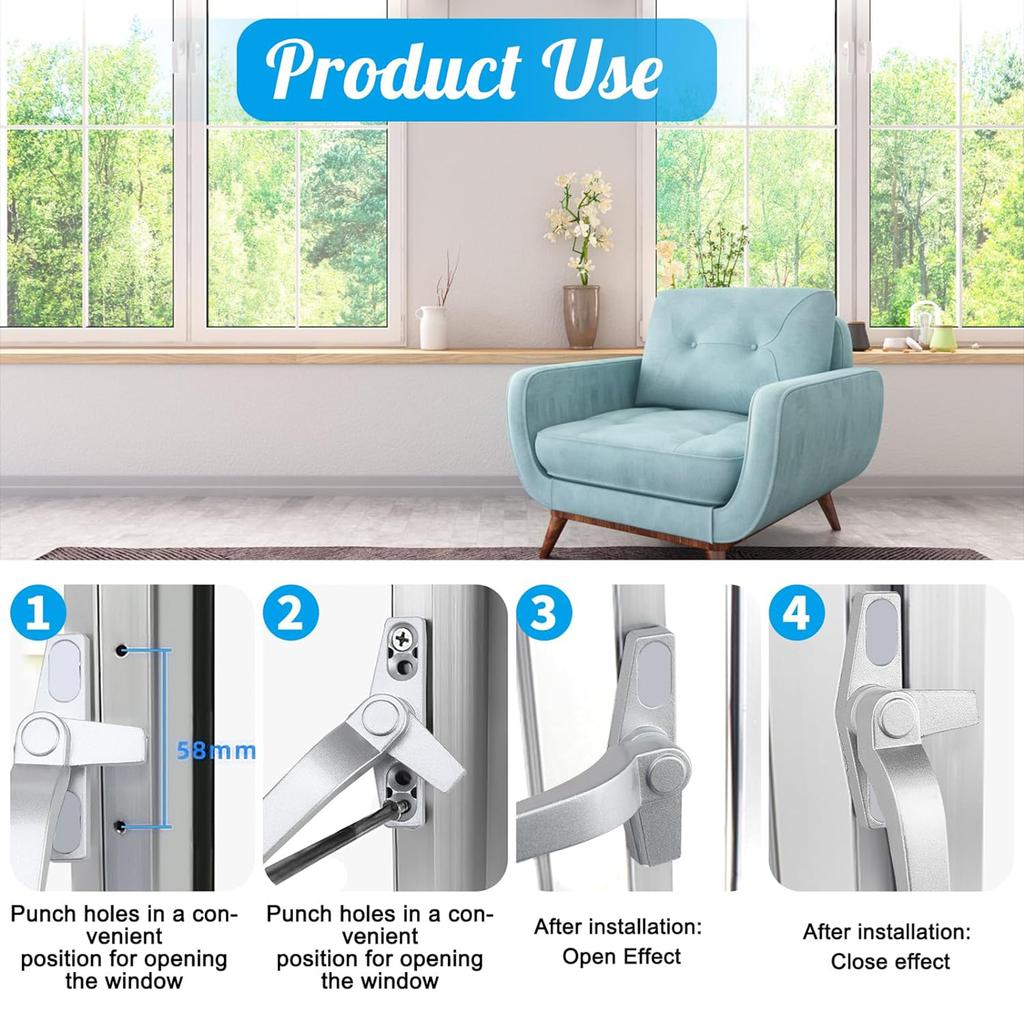 Улучшенная оконная ручка с надежным захватом, термо- и коррозионностойкая, гладкая ручка, простая установка для дома