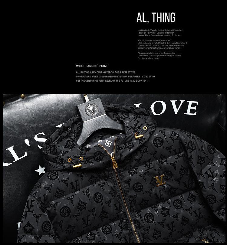 Европейский модный бренд Мужская зимняя толстая куртка с капюшоном и утиным пухом - Легкая роскошь с принтом