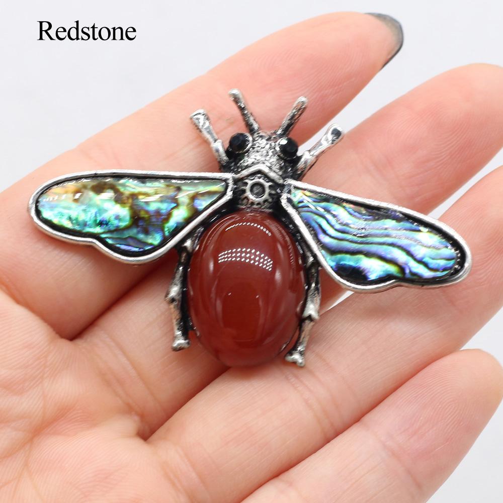 1Pc Reiki Healing Crystal Pendant, Natural Stone Insect Shape Charms for DIY Necklace Hanging Decoration Accessories, Jewelry Making Halloween Crafts
