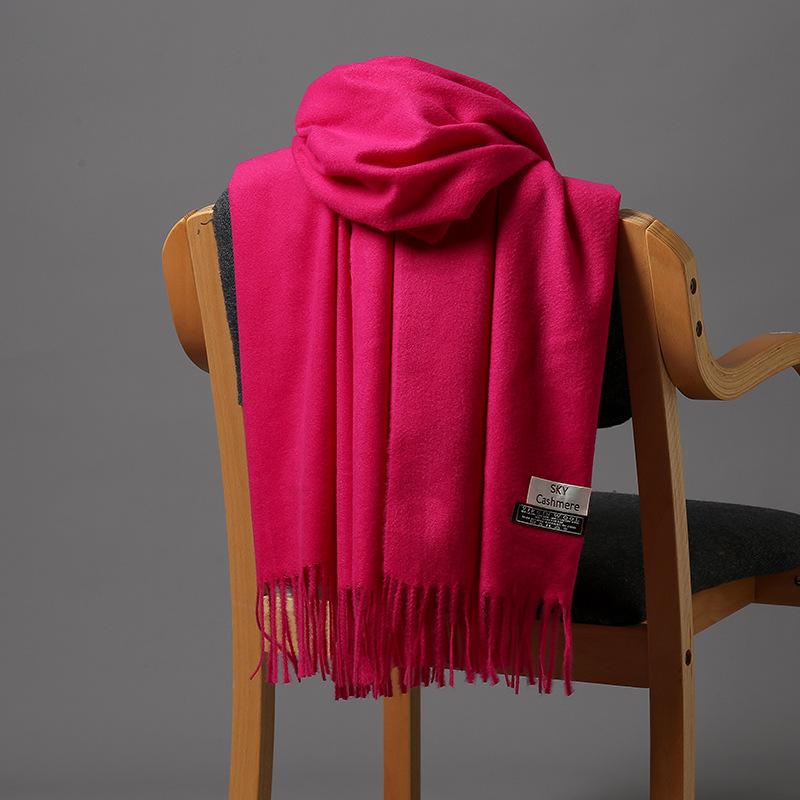 2025 New Autumn/Winter Women'S 18 Solid Color Imitation Cashmere Scarf, Single Color Thickened Warm Shawl