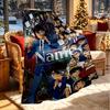 Custom Name Personalized Detective Conan Print Blanket, Home Decor, Bedroom, Sofa, Camping, Couch, Gifts for Birthday Christmas