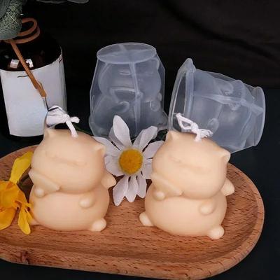 3D Форма из силикона "Счастливый кот" Милое животное Креативный DIY Шоколадные конфеты 3D формы Кухня Выпечка Инструмент для украшения торта Форма для свечей и мыла