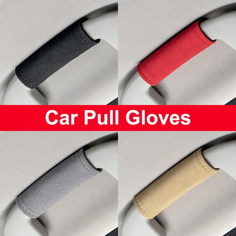 AAPA1 Car Suede Auto Emblem Roof Handle Protection Pull Gloves Accessories For Porsche 911 718 Cayenne Cayman Panamera Macan Boxster