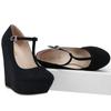 New Elegant 14cm  Ladies Platform Peep Toe Velvet  High Heels Wedge Shoes Fashion Sandals