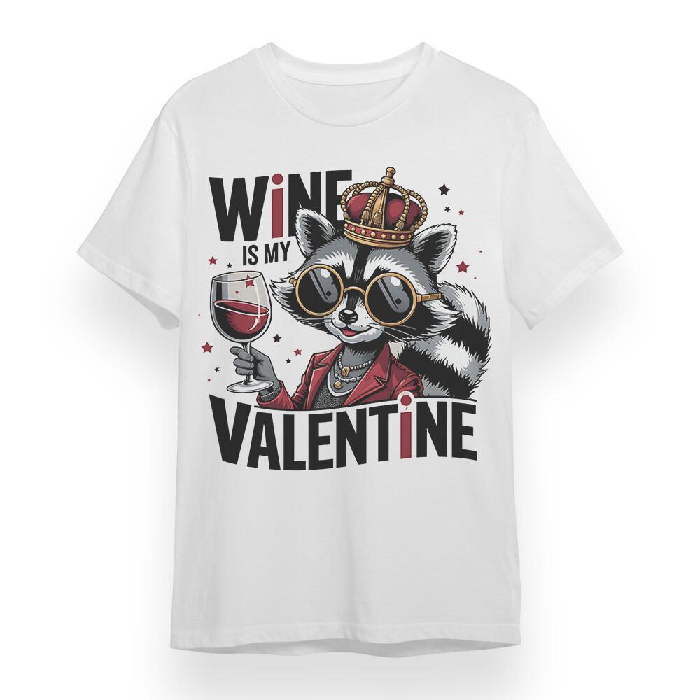 Men's Oversize T-Shirt Mens Womens Tees Top With Wine Is My Valentine Unisex White 100% Cotton Tee
