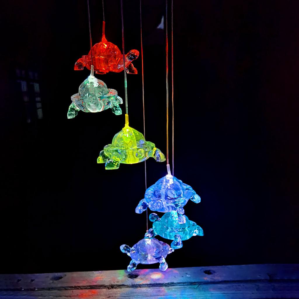 Solar Turtles Hanging Lamp Wind Chime Pendant Light IP44 Mixcolor Slow Flashing