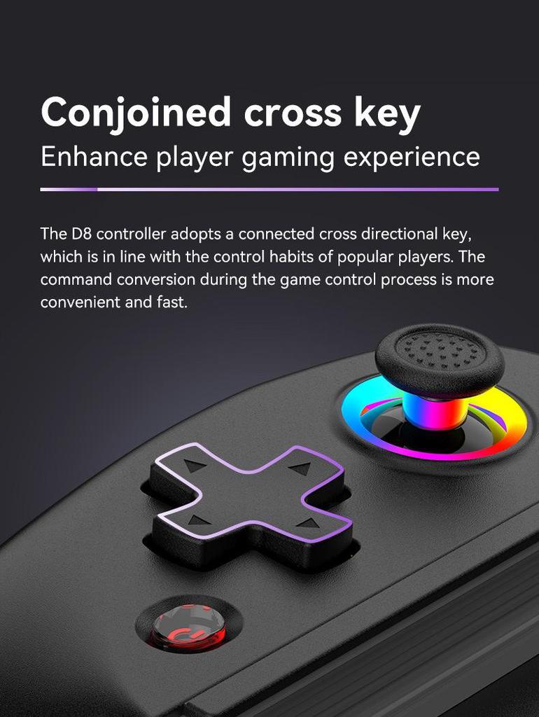 D8 Телескопический Bluetooth игровой контроллер с RGB подсветкой и вибрацией