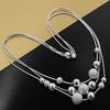 New Charm Silver Color Jewelry Classic High-quality Fashion Three Chain Light Sand Beads Necklace