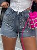 Модные европейско-американские джинсовые шорты со стразами: Модная, универсальная уличная одежда
