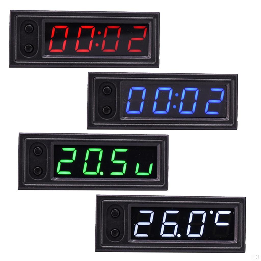 Automobile Car Clock Temperature Voltage Monitor Panel Meter LED Digital Display Compact Premium