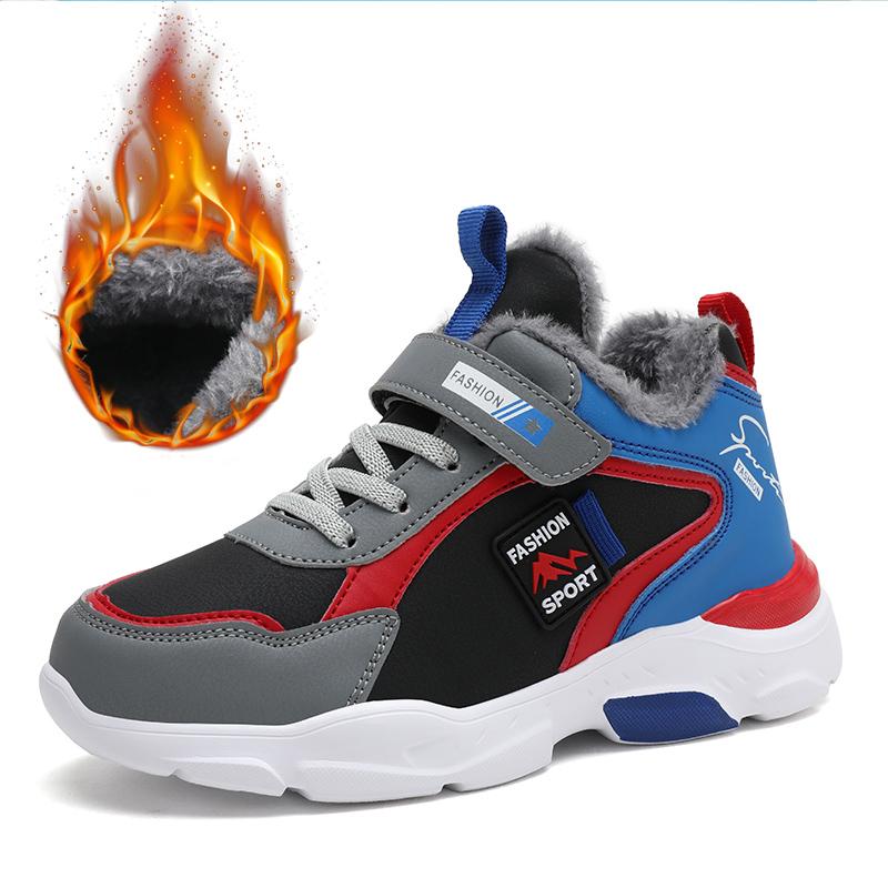Уличные детские кроссовки, спортивные детские зимние кроссовки для мальчиков, непромокаемые кожаные повседневные треккинговые туфли для девочек