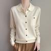 Spring and Autumn New Casual Simple Lapel Knitted Cardigan Solid Color Single Pocket Sweater Jacket