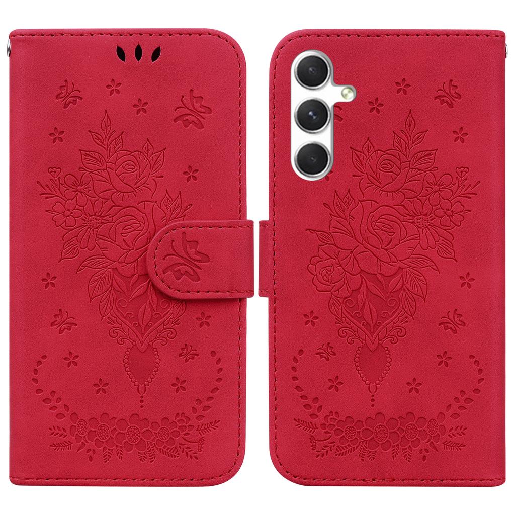 For Samsung Galaxy S25+ Case PU Leather Wallet Phone Cover Butterfly Flower Imprint