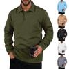 Мужские однотонные спортивные топы с пуговицами и лацканами, с длинным рукавом, мужские повседневные модные топы с длинным рукавом