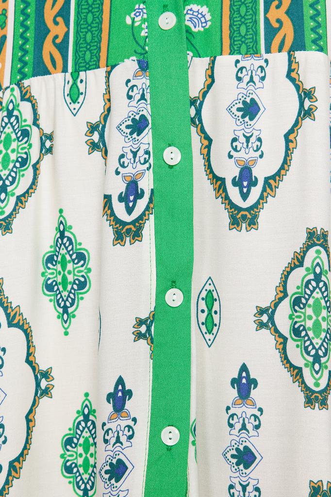 Women's Hijab Dress New Season Fashion Blue Floral Patterned Woven Viscose Dress