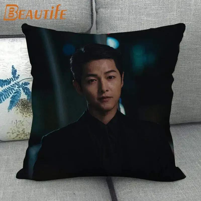 45X45 см Vincenzo Song Joong Ki KPOP наволочка с квадратной молнией, хлопковая льняная ткань, наволочки для спальни, дома, декоративный подарок