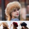 Thick Warm Winter Ladies Suede Bomber Hat Windproof Women Fluffy Faux Fur Hats Female Mongolia Snow Windproof Cap Women Fox Fur Beanies Accessories
