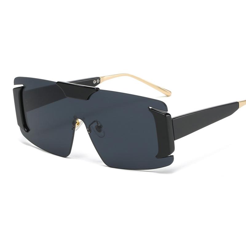 New personalized frameless integrated sunglasses men's and women's trendy large-frame sunglasses street shot glasses s