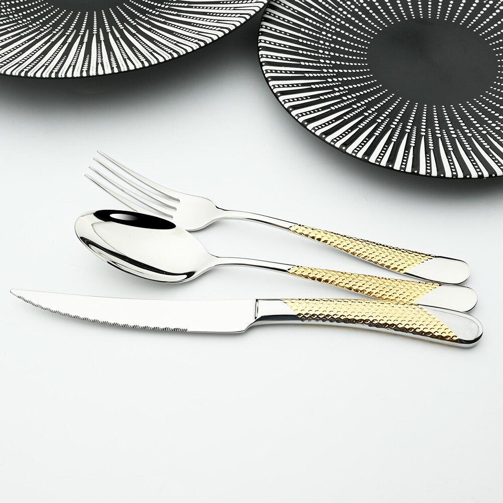 Набор кухонной посуды Нержавеющая сталь Вилка Ложки Ножи Набор столовых приборов Золото 24/16 шт. Серебро Набор столовой посуды 18/10 Нержавеющая сталь