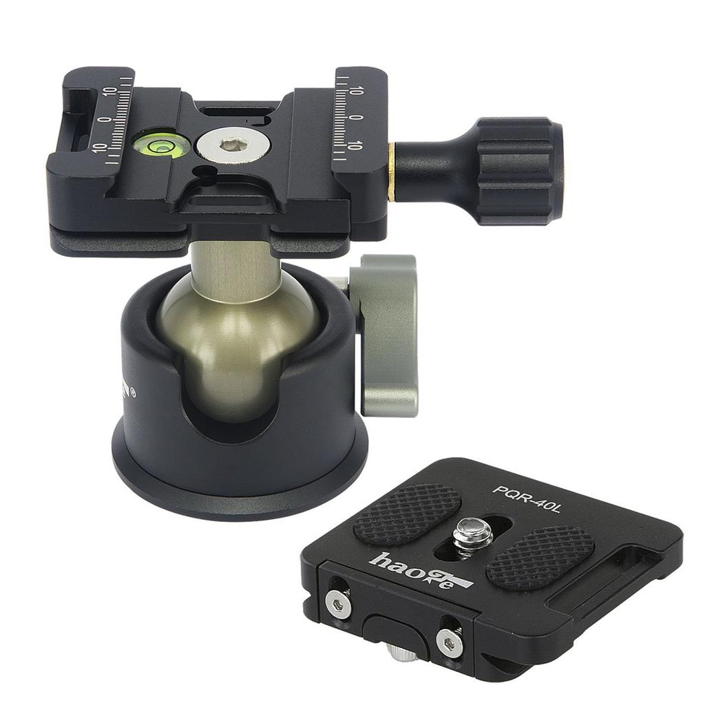 Haoge Low Profile Ballhead Tripod Ballhead with and Quick Release Clamp and Plate for Tripod Monopod Slider DSLR Camera Camcorder Max Loading 8kg