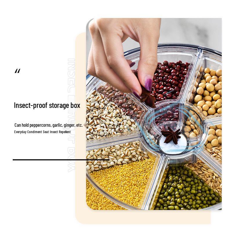 Вращающийся многосекционный контейнер для хранения риса и круп - Герметичная пластиковая банка, защищенная от насекомых и влаги