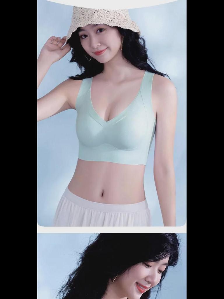 Бесшовный антипровисающий спортивный бюстгальтер для женщин с большой грудью - латекс, конструкция без стальных колец