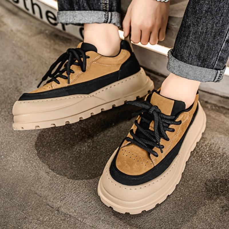 Модная обувь для мужчин Высококачественная платформа Обувь на платформе Тренд Большая голова Кожаные кроссовки Студенческие для улицы и отдыха Мужская обувь Zapatillas Hombre