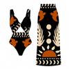2024 Retro Print Mesh Long Pants Bikini Swimsuit