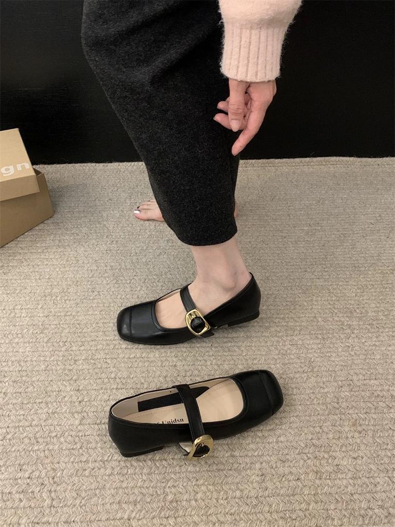 Туфли Мэри Джейн на плоской подошве, кожаные туфли на мягкой подошве, женские весенние универсальные туфли на плоской подошве, вечерние легкие туфли