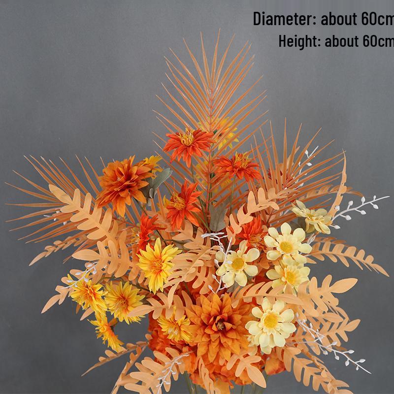 Autumnal Orange Silk Flower Pots for Wedding Aisle Décor