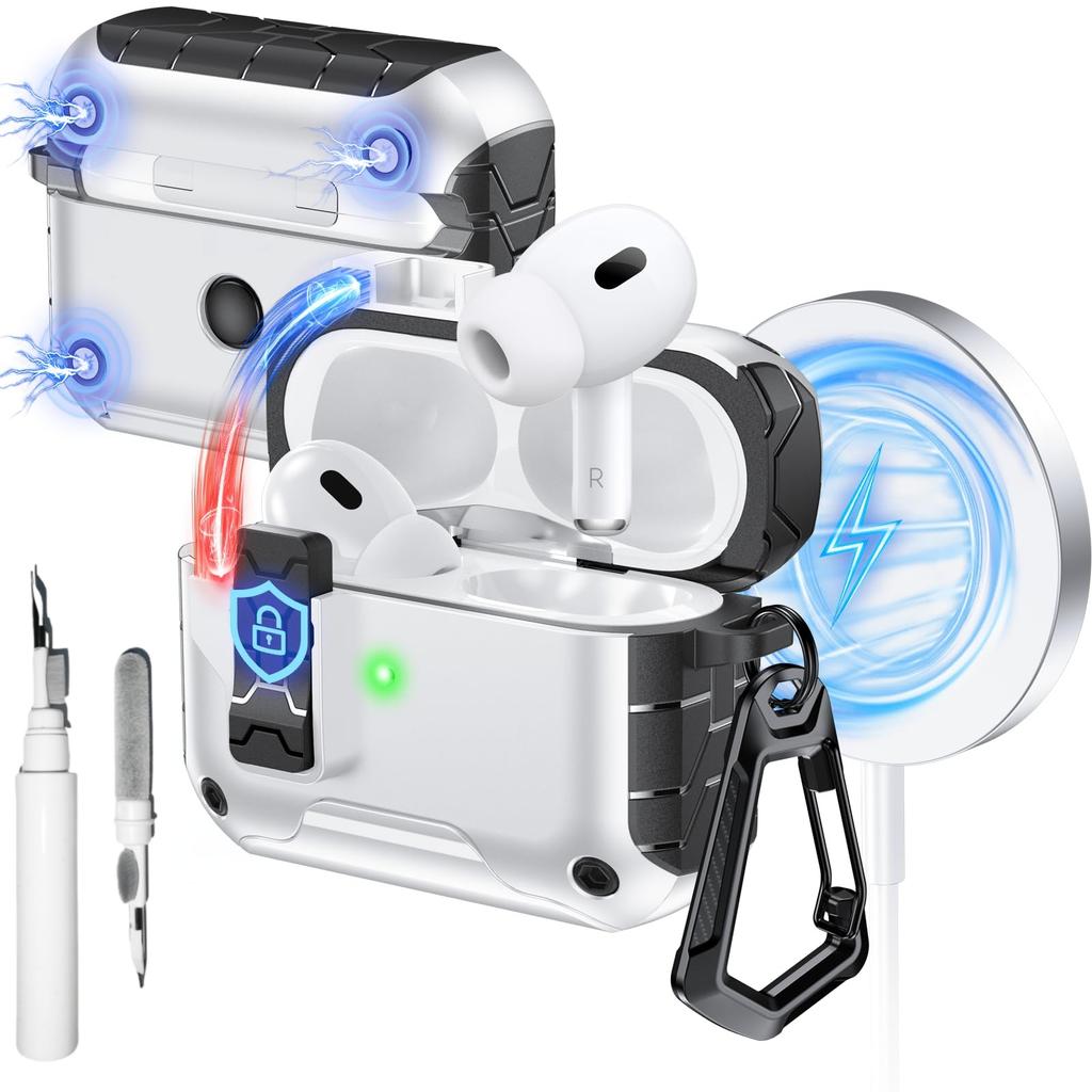 Прозрачный чехол для AirPods Pro 3, чехол-подставка для телефона с предохранителем, конструкция крышки с автоматическим открыванием, с крышкой для чистящего карандаша для AirPods Pro 3