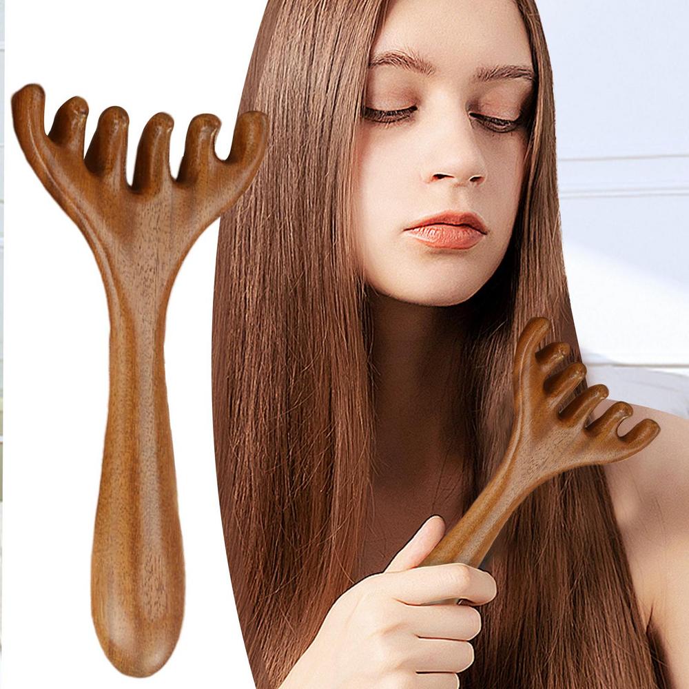 Wooden Head Scalp Massager Gua Sha Six Claw Head Scraping Stick Scraping Claw Massager For Body Neck Leg Massage